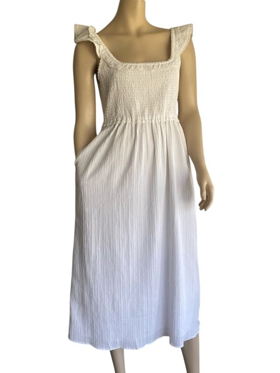 American Eagle NWT Flutter Sleeve Smocked Dress SZ M - Picture 2 of 14